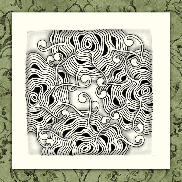 Zentangle Easy Classic tile with the pattern Rainking 