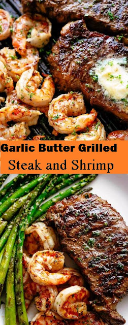 Delicious Garlic Butter Grilled Steak and Shrimp