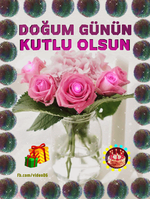 Pembe güller doğum günü tebrik kartı