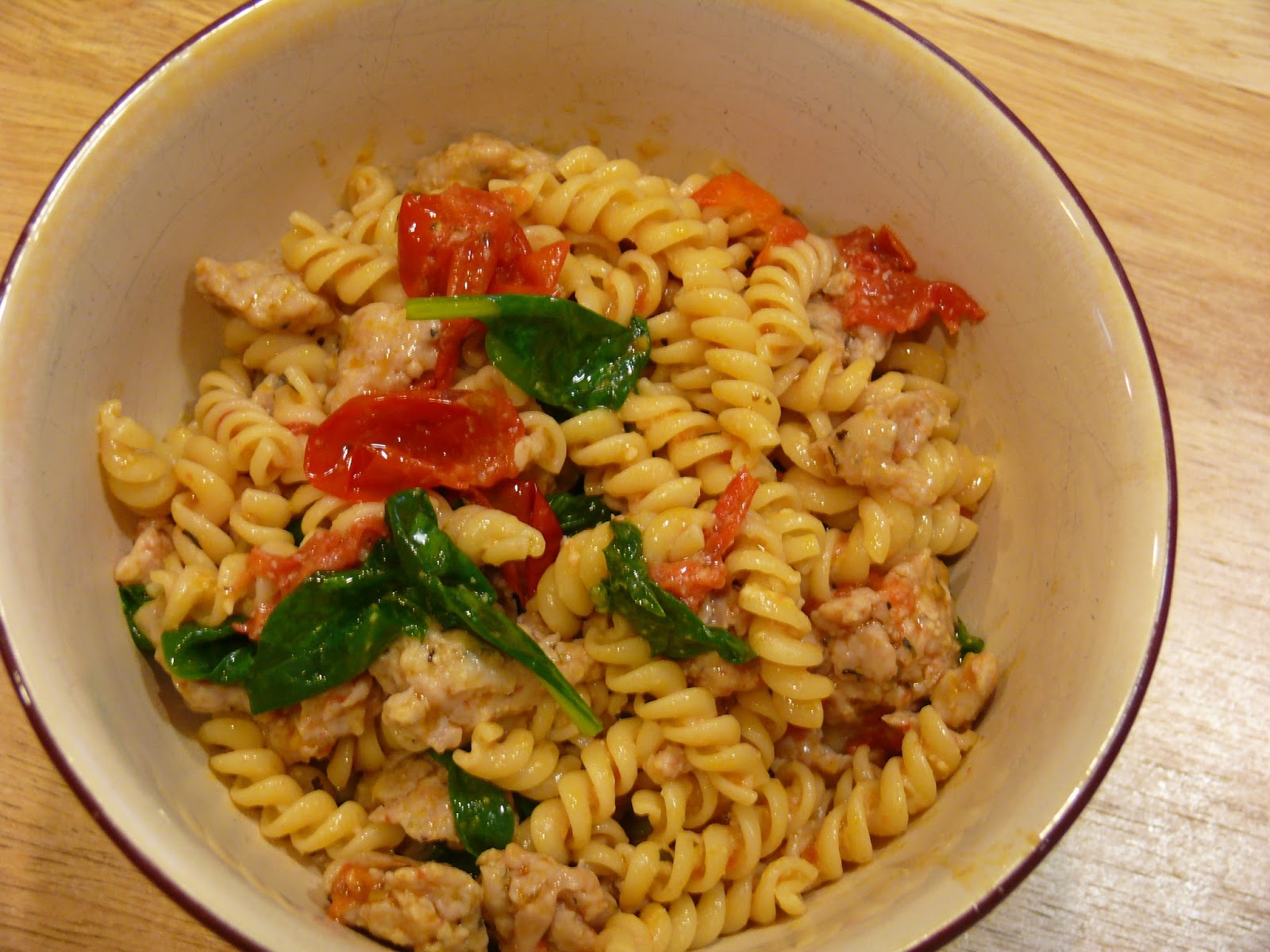 Imperfect & Fabulous: Pasta with Chicken Sausage, Spinach, and Smashed ...