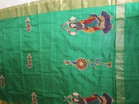 Jayanth Kalamkari Design Kalamkari Applique For Kota Silk Saree