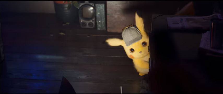 POKÉMON Detective Pikachu 2019 Movie a wild Detective Pikachu voiced by Ryan Reynolds appeared