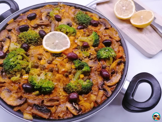 Arroz con brócoli y champiñones