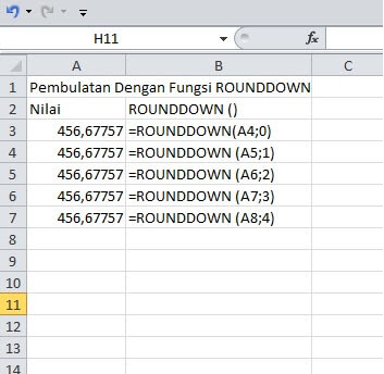 pembulatan di excel