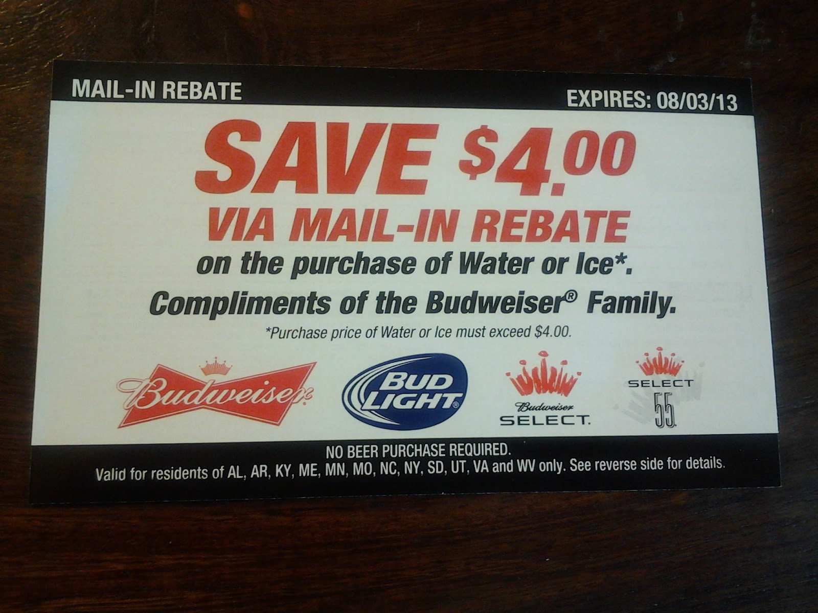 Budweiser Mail In Rebate Form Giveaway Loudoun County Limbo