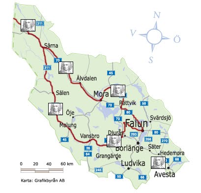 Karta över Dalarna Regionen | Karta över Sverige ...