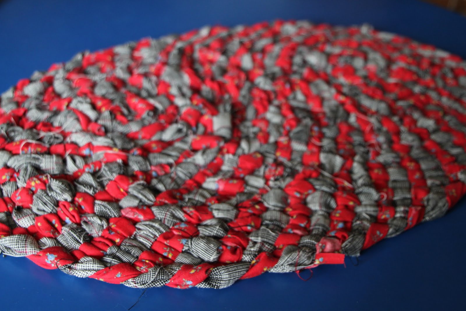 Sunbeam Mom at home at school at play My first no sew rag rug!