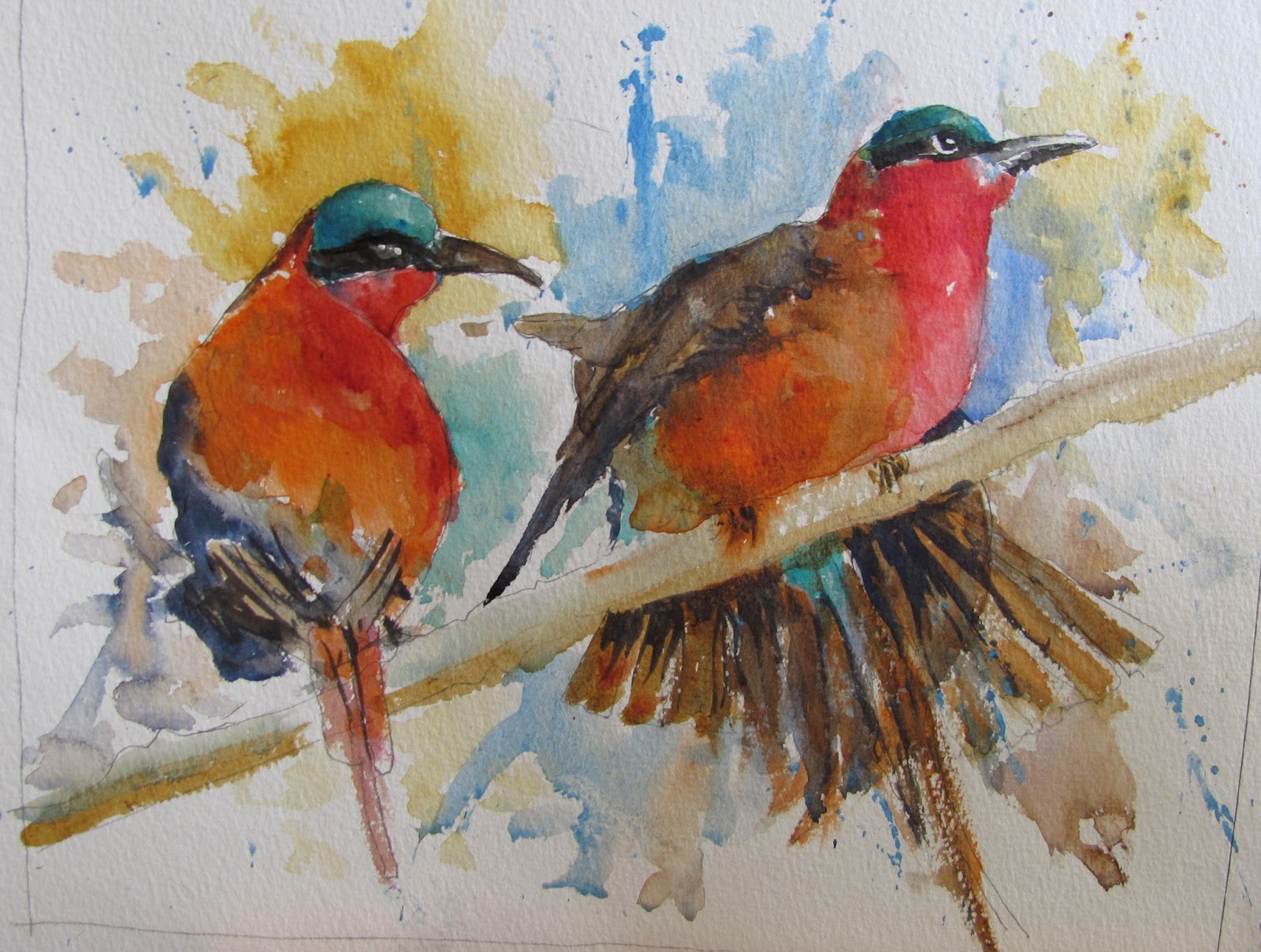 Bee-eater on Watercolor Paper 