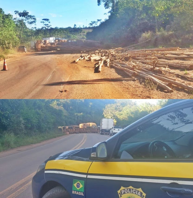 O acidente deixou a rodovia quase que totalmente interditada. Ninguém se feriu.