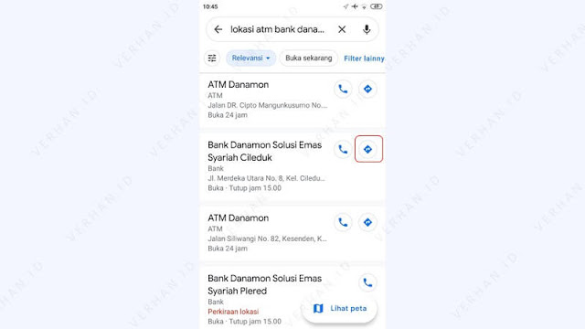 pilih rute atm bank danamon terdekat