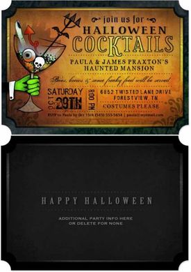 Spooky Cocktails Halloween Ticket Style Party Invitation