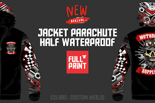 New !! Jacket Parachute Half Waterproof Full Printing Full Color