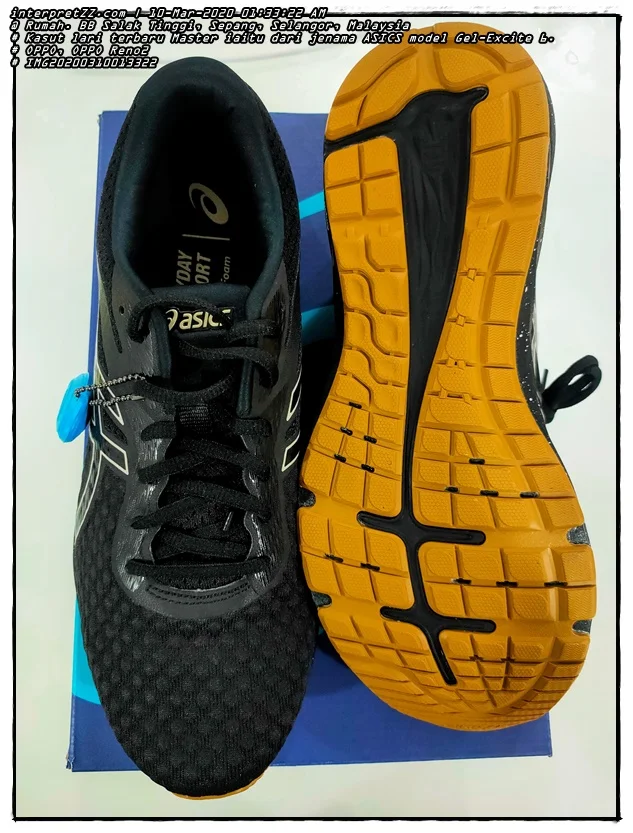 Pandangan atas dan tapak kasut lari terbaru Master iaitu dari jenama ASICS model Gel-Excite 6.