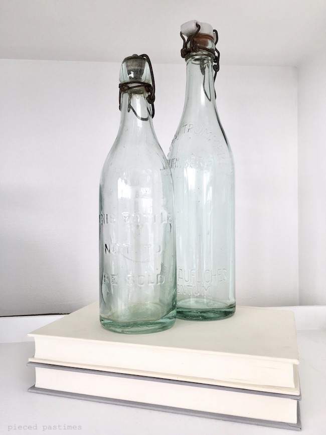 Vintage Aqua Swing Top Bottles at Pieced Pastimes