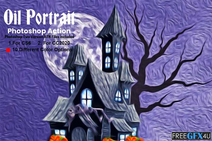CreativeMarket - Oil Portrait Photoshop Action Oil Portrait Photoshop Action