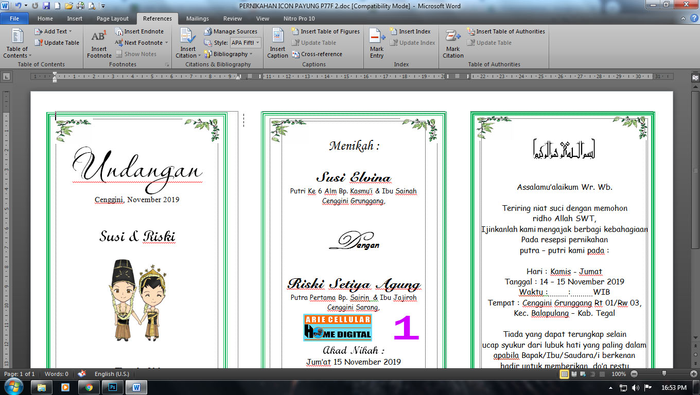 Contoh Undangan Pernikahan Di Ms Word Tutorial Membuat Brosur Riset