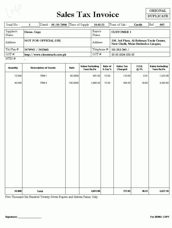 Sales Tax Invoice Template Excel Invoice Template