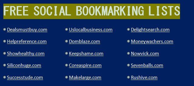 Free Social Bookmarking List 2015