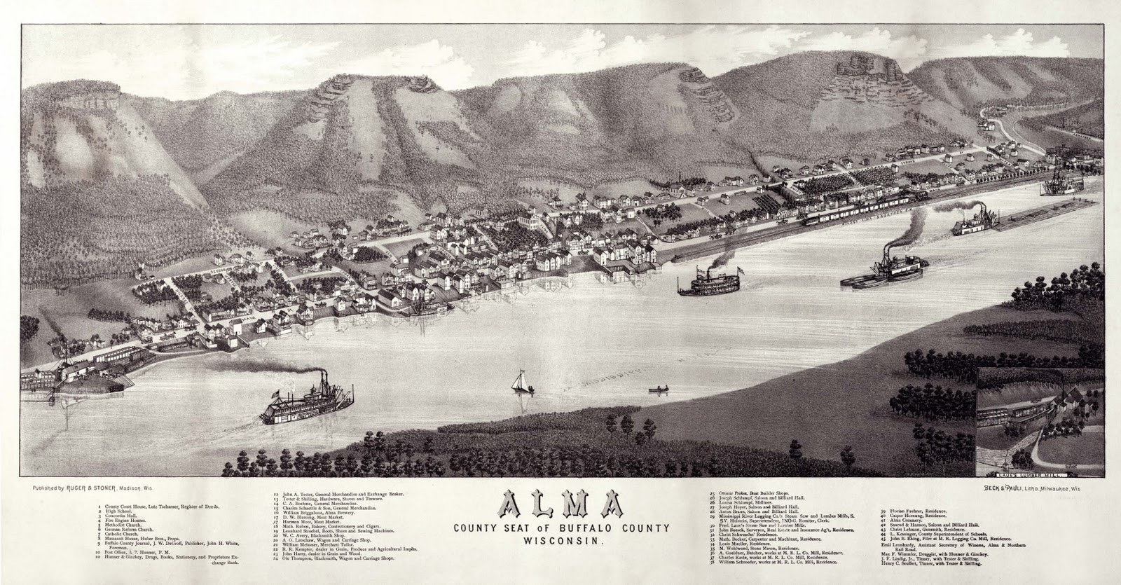 BLUE DOOR Inn 1850s TRITSCH Brothers Settle In Alma, Wisconsin