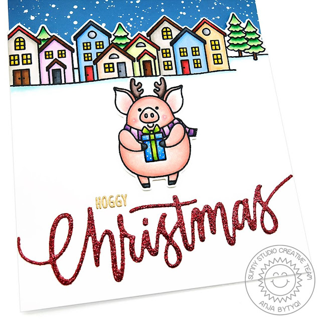 Sunny Studio Stamps: Hogs & Kisses Scenic Route Christmas Garland Frame Christmas Cards by Anja Bytyqi Sunny Studio Stamps: Hogs & Kisses Scenic Route Christmas Garland Frame Christmas Cards by Anja Bytyqi