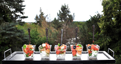 Wassermelone mit Gambas Wassermelone, Gambas