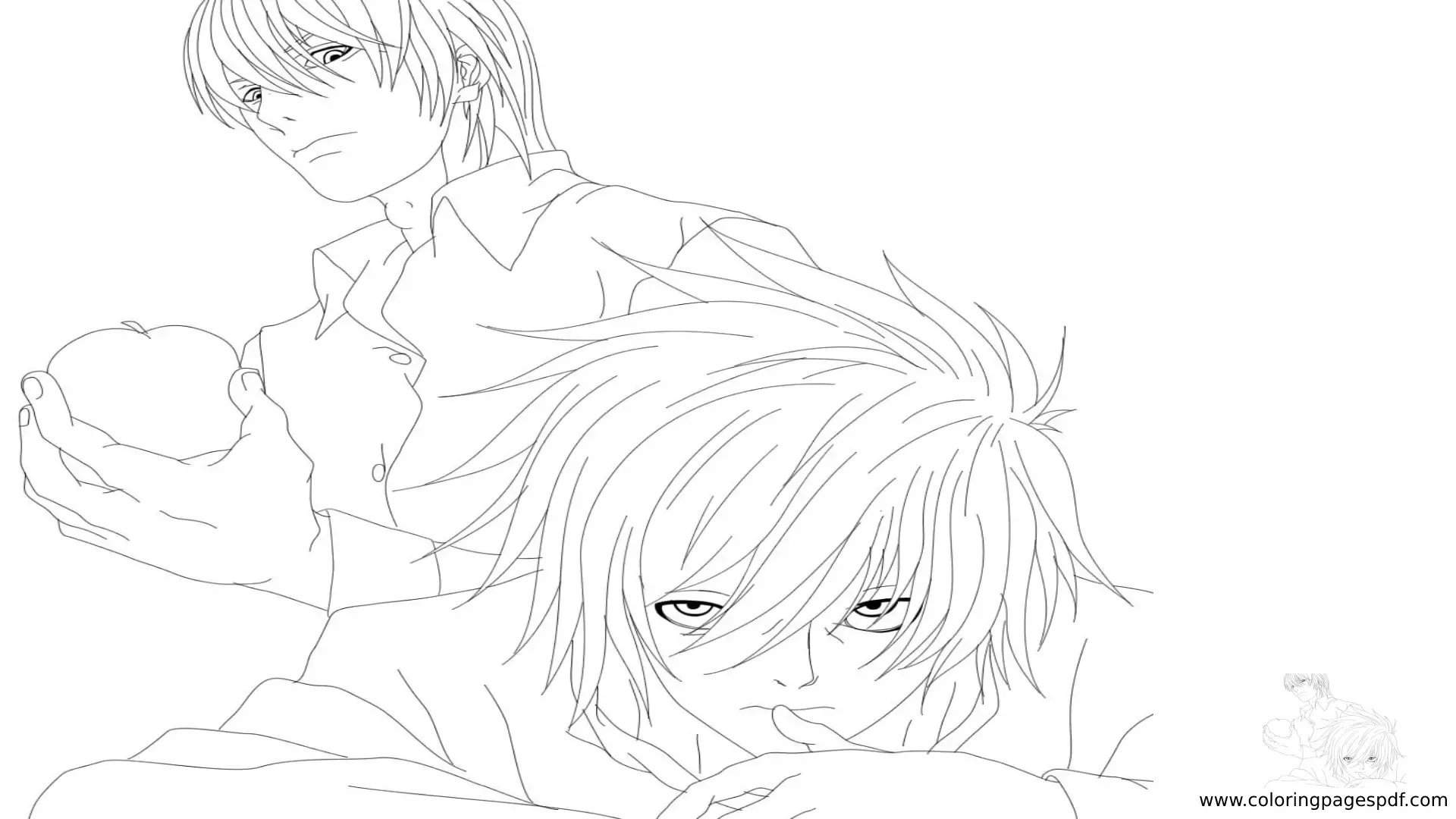 Coloring Page Of L And Light (Death Note)
