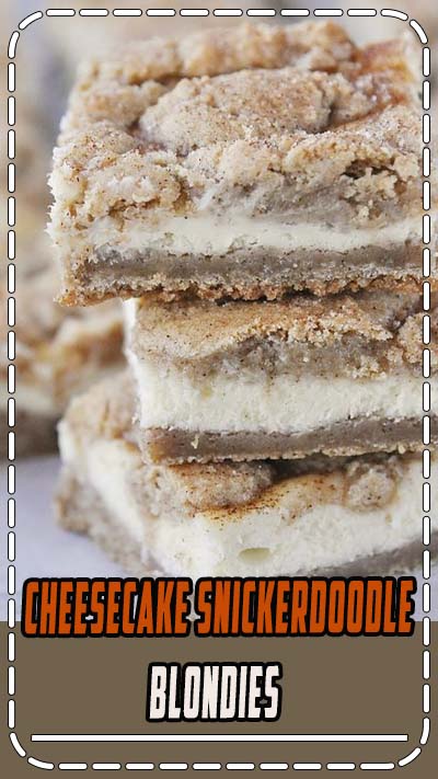 Snickerdoodle Cream Cheese Blondies Dessert Bars ~ the perfect answer when you can’t decide between a cookie, a brownie or a piece of cheesecake!