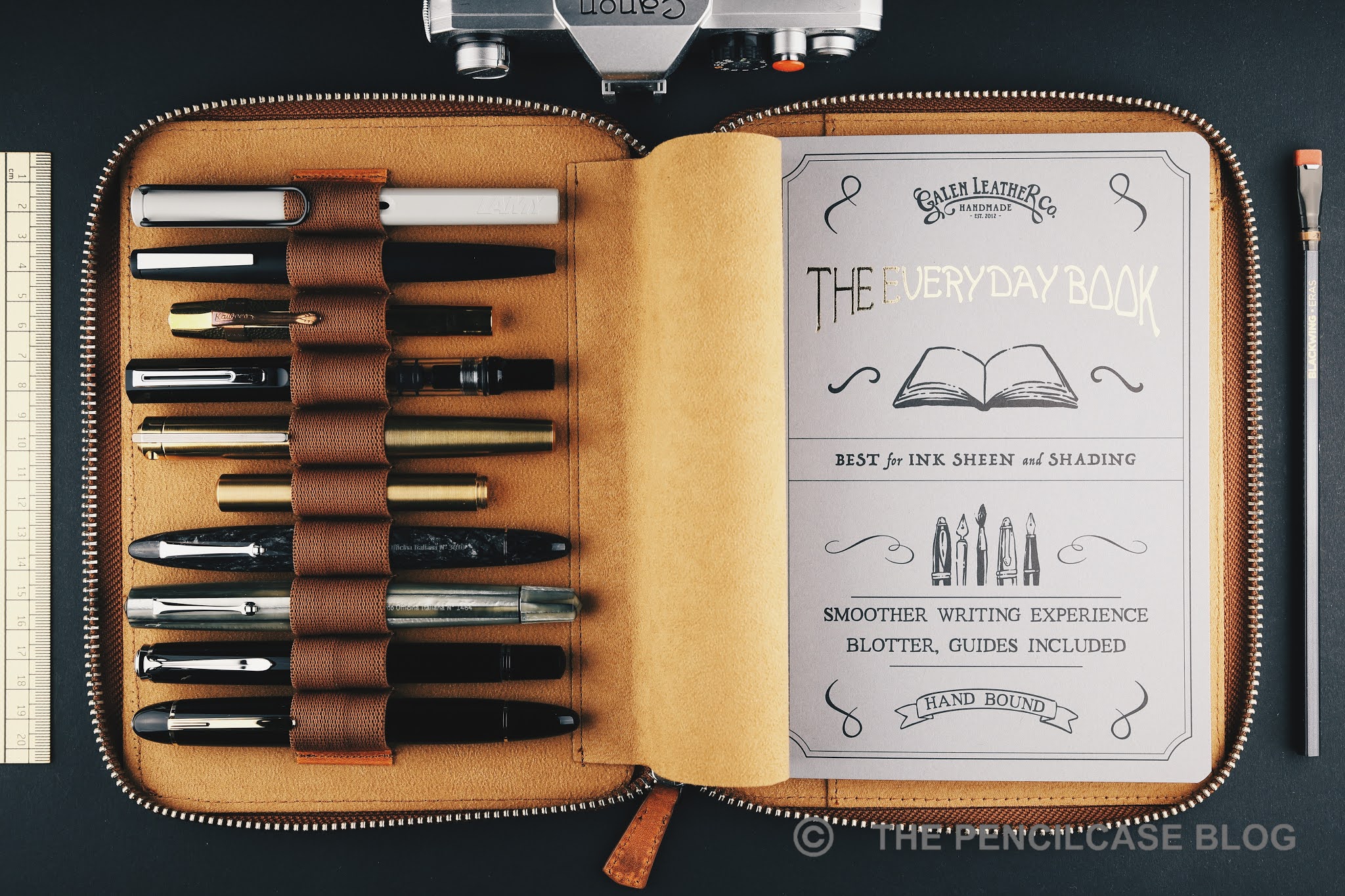 REVIEW GALEN LEATHER ZIPPERED 10 SLOTS PEN CASE & A5 NOTEBOOK HOLDER