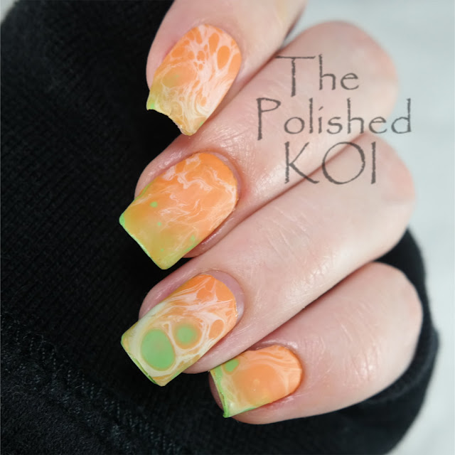 Orange fluid nail art