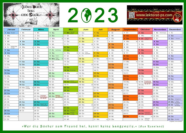 Jahresplaner 2023, Kalender, 2023