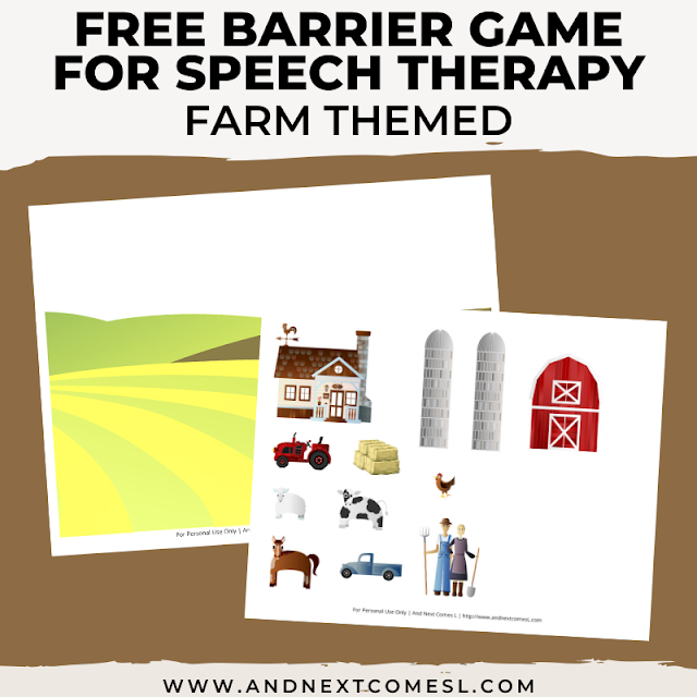 Printable barrier game for speech therapy