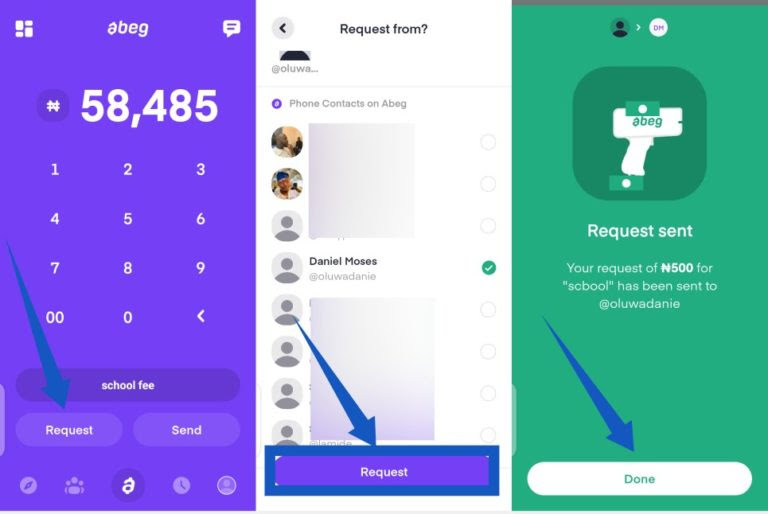 How to request money in abeg app