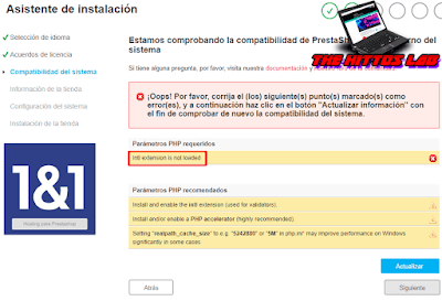 Instalación de Prestashop error Intl extension is not loaded