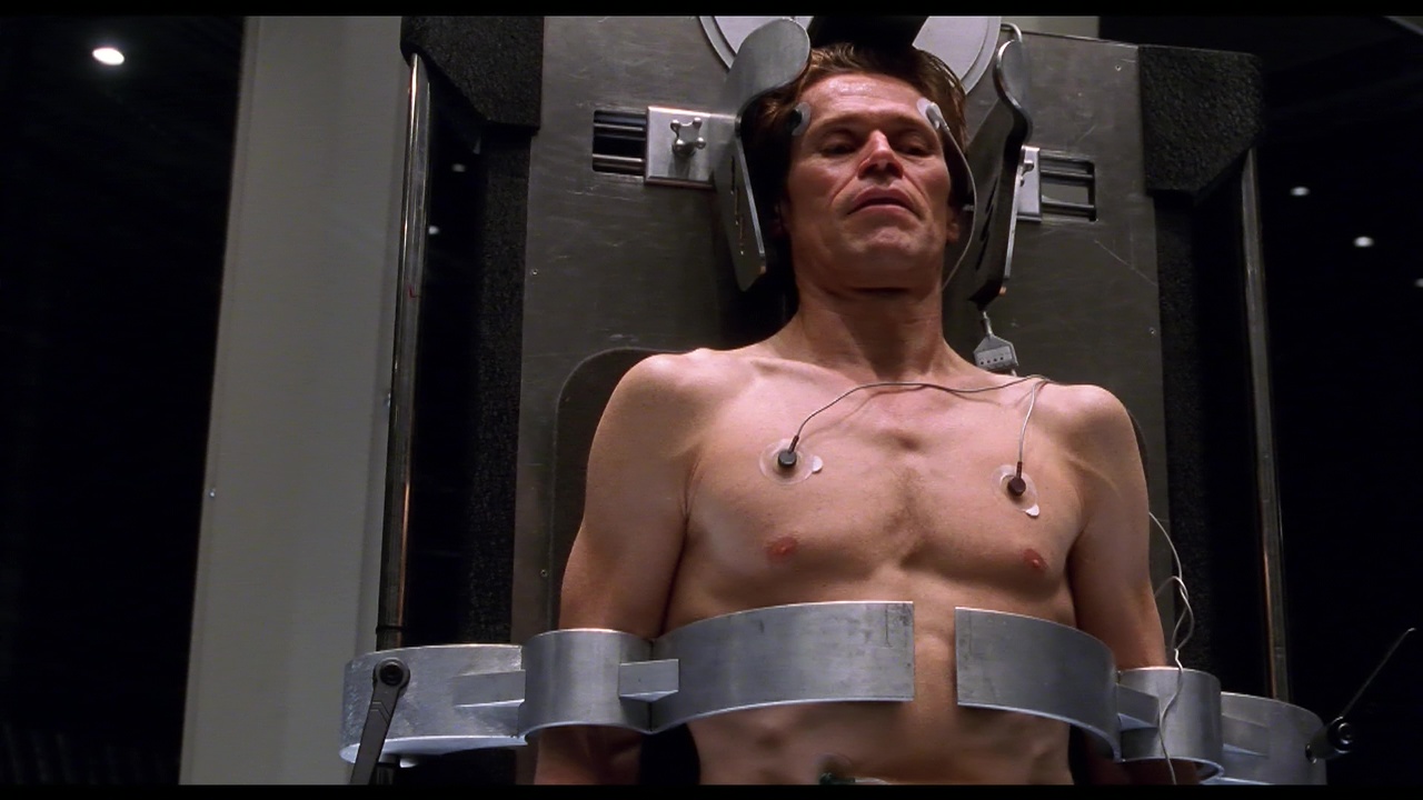 Willem Dafoe shirtless in Spider-Man.