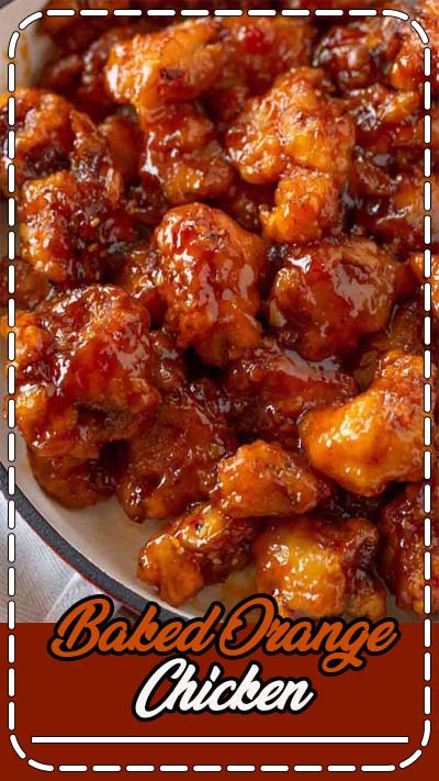 Baked Orange Chicken made with Panda Express Orange Chicken Copycat Sauce with an easy baked recipe that's easier and healthier than frying in 30 minutes! #orange #orangechicken #chinesefood #chinese…