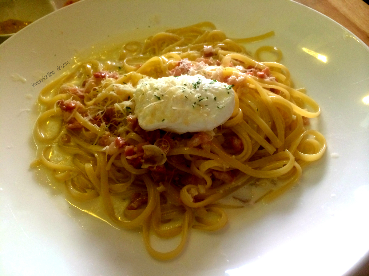Cutting Board Chinatown NYC Pancetta Cream Pasta