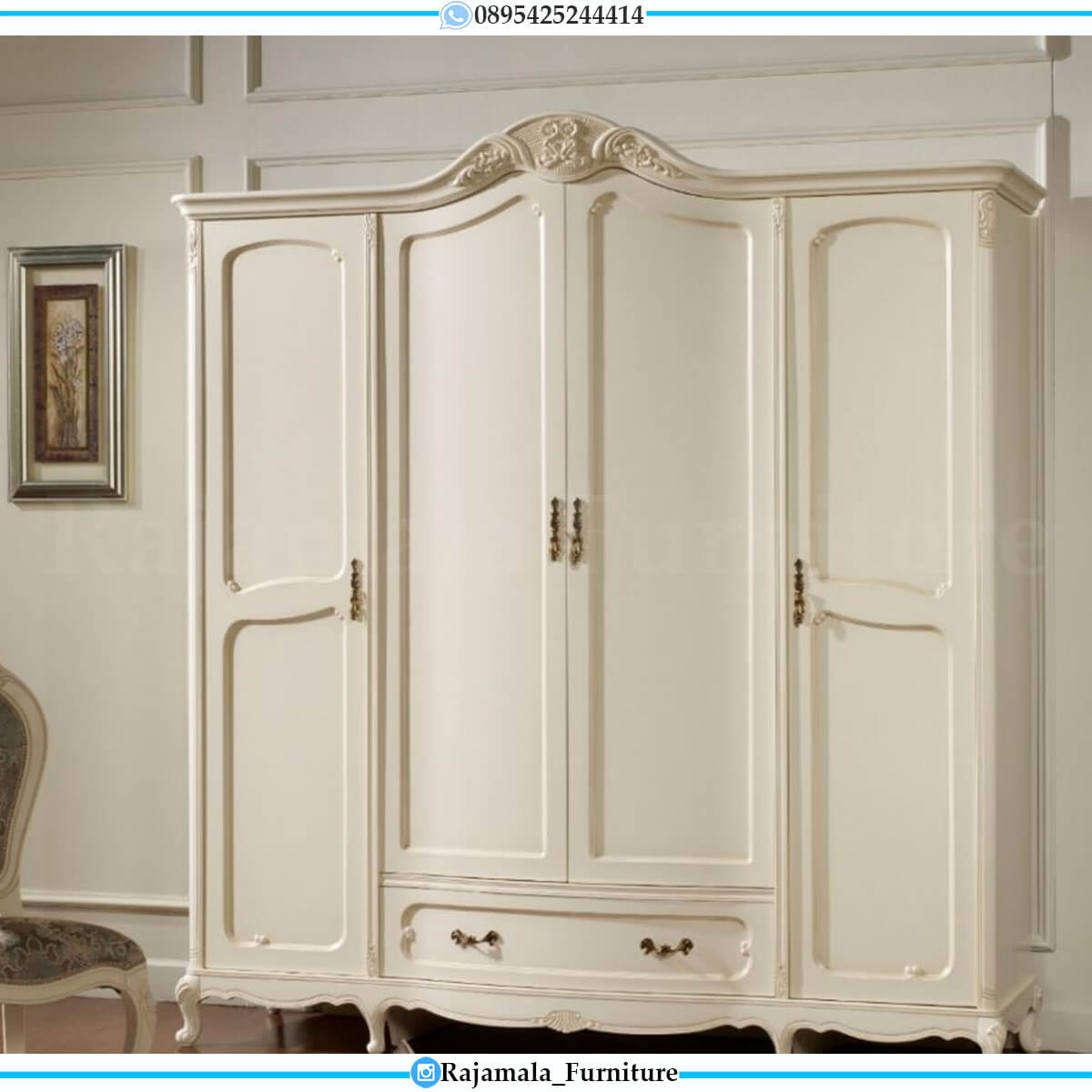 jual lemari baju mewah putih duco luxury classic design furniture