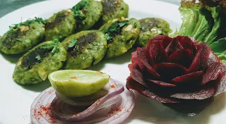 Garnished  Hara bhara kabab in serving plate