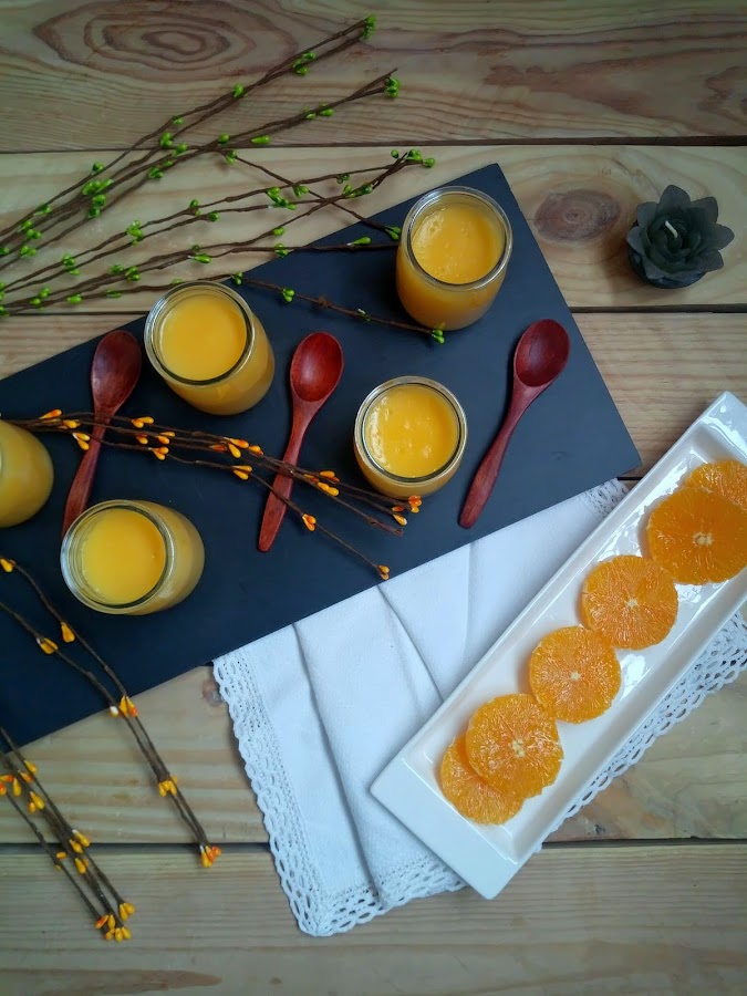 Crema de naranja y cava. Postre sencillo con delicioso sabor a cítrico. Facil de elaborar, Sin horno. Cuca