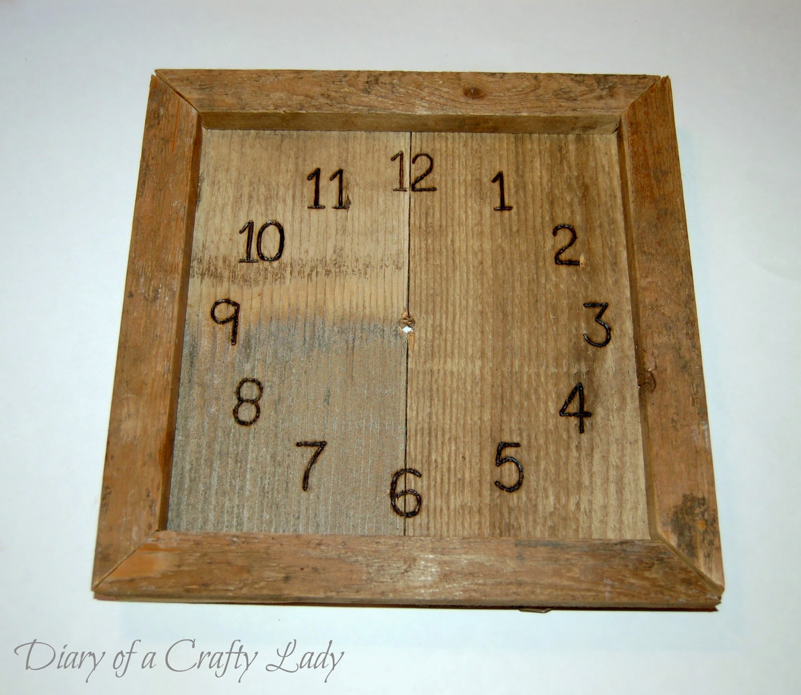 Diary of a Crafty Lady Woodburned clock from Reclaimed Wood
