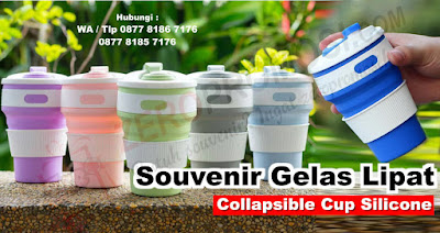 Souvenir Gelas Lipat, Collapsible Cup Silicone, Tumbler Travel Promosi, Souvenir Tumbler Lipat, Collapsible Coffe Cup