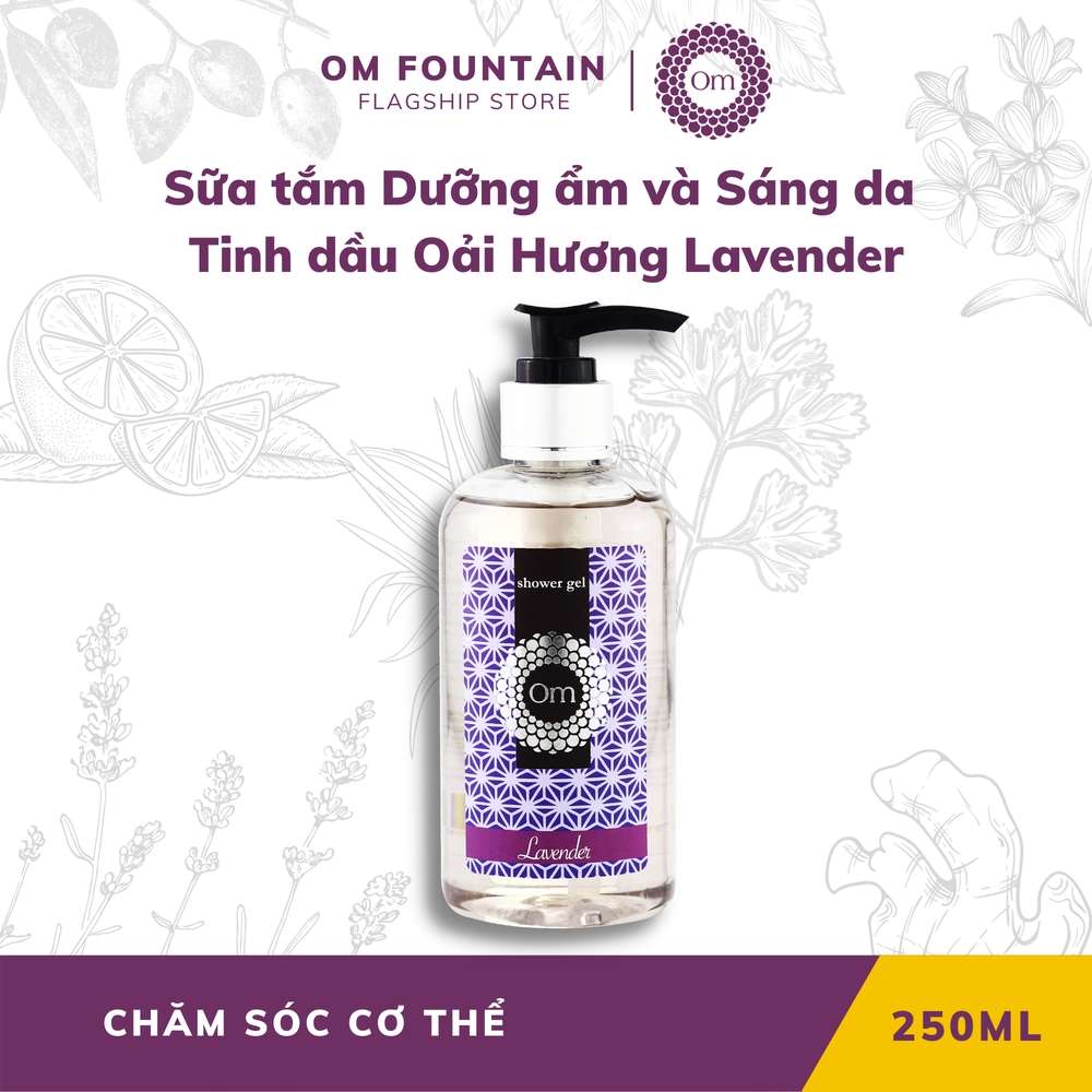 SỮA TẮM SÁNG DA VÀ NGĂN NGỪA MỤN LƯNG TINH DẦU OẢI HƯƠNG LAVENDER 250ML – OM FOUNTAIN