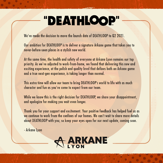 الإعلان عن تأجيل إطلاق لعبة Deathloop إلى هذه الفترة من عام 2021 لهذا السبب