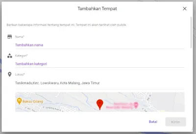 Mengisi Data Tempat Bisnis Pada Google Map - 1