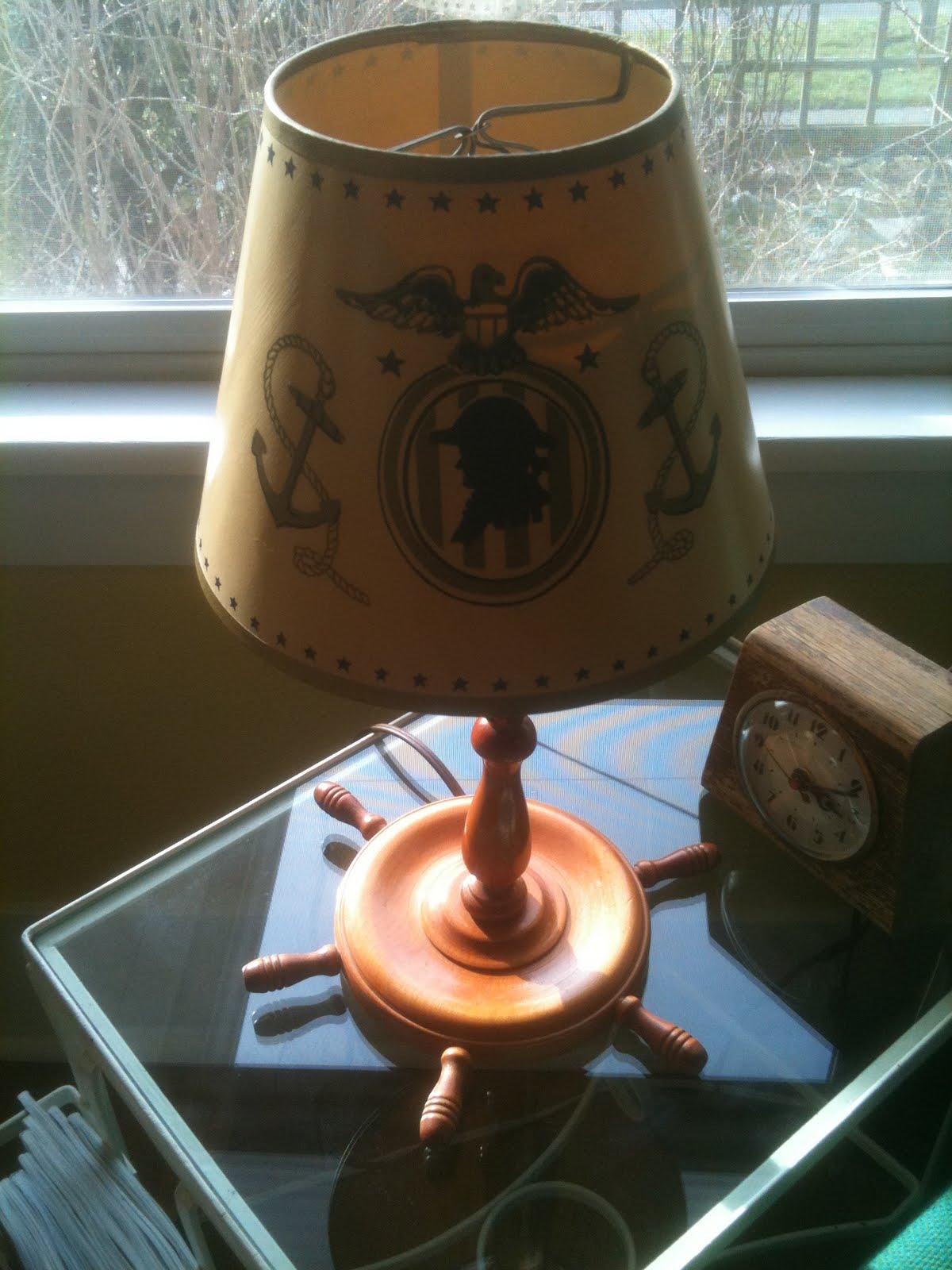 SEATTLE JUNK LOVE SOLD50's era ship's steering wheel table lamp w