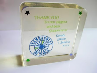 Custom made paperweight with personalised messages