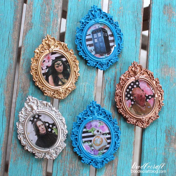 Cameo Brooches made with Fast Cast resin and high gloss resin with geek inspired pictures