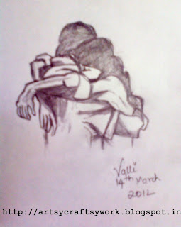 couple embrace sketch