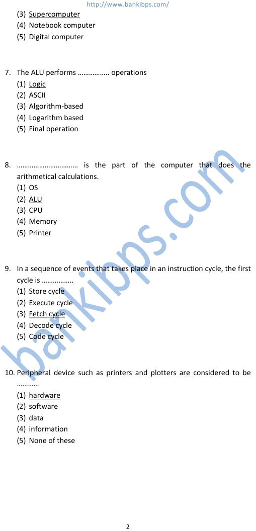IBPS Computer Question Papers ibps-computer-question-papers
