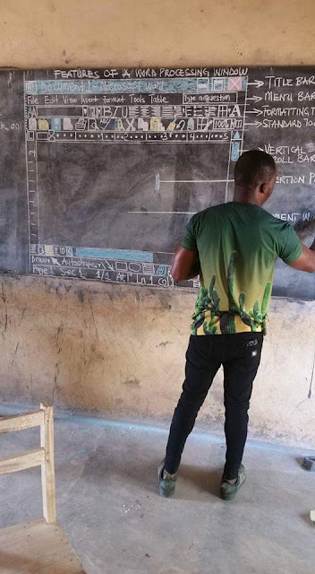  Viral photos of diligent teacher who drew everything about Computer on the board for his pupils because there are none in the school!